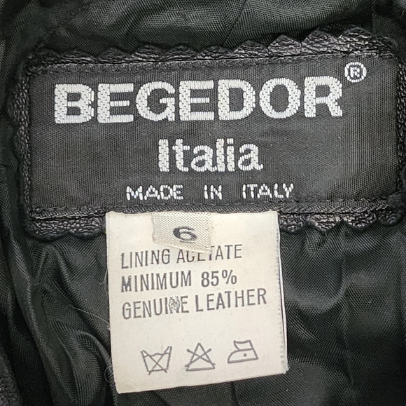BEGEDOR vintage italian leather biker jacket, black, size 6 - Picture 5 of 6